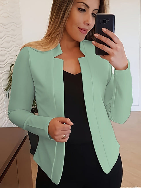 Timeless Elegance Womens Solid Open Front Blazer