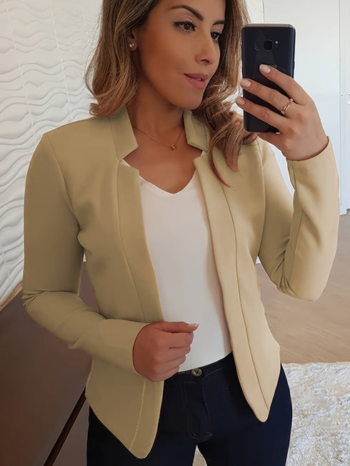Timeless Elegance Womens Solid Open Front Blazer