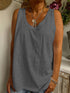 Tops Solid V-Neck Sleeveless Casual Tank Top