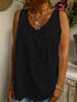Tops Solid V-Neck Sleeveless Casual Tank Top