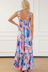 Sky Blue Abstract Print Striped Detail Knot Strap Maxi Dress