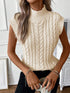 Trendy Turtleneck Sleeveless Sweater in Classic Solid Color