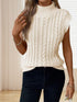 Trendy Turtleneck Sleeveless Sweater in Classic Solid Color