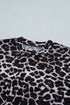 Khaki Leopard Print Sheer Mesh Short Sleeve Top