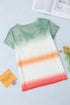 Turtle Print V-Neck Short Sleeve T-Shirt - Drop Shoulder - Closed - Bracelet