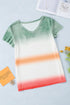 Turtle Print V-Neck Short Sleeve T-Shirt - Drop Shoulder - Closed - Bracelet