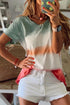 Turtle Print V-Neck Short Sleeve T-Shirt - Drop Shoulder - Closed - Bracelet