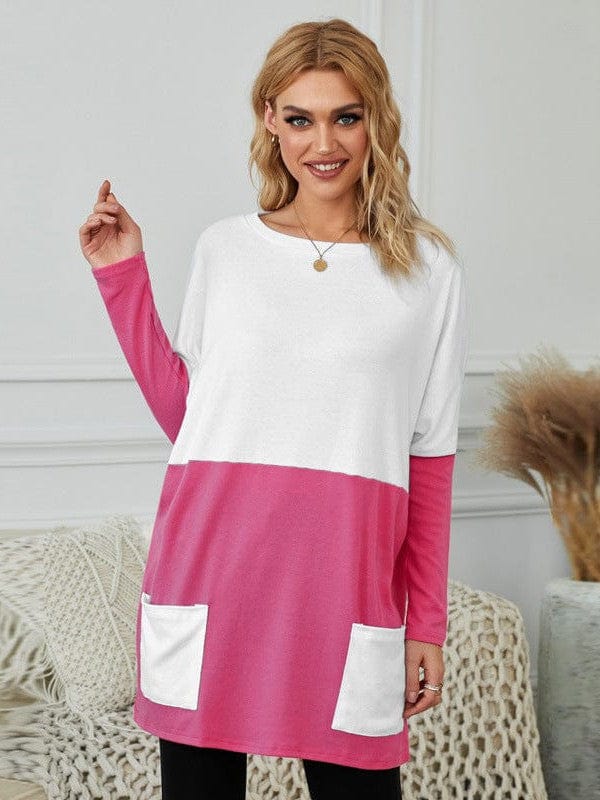 two-color-stitching-pocket-loose-long-sleeve-t-shirt