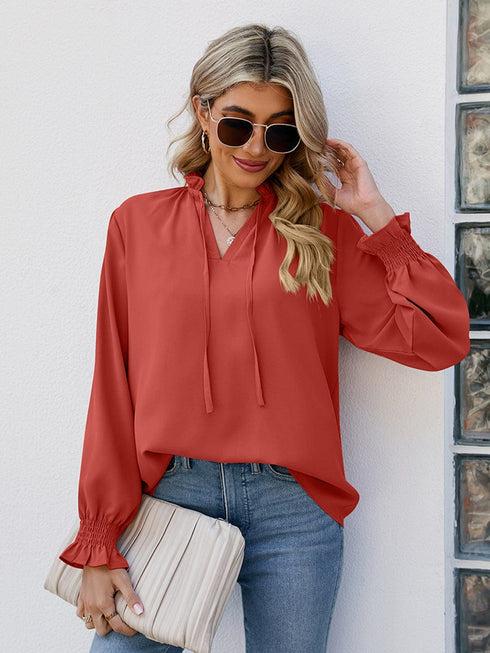 V Neck Bandal Soft Fashionable Blouse