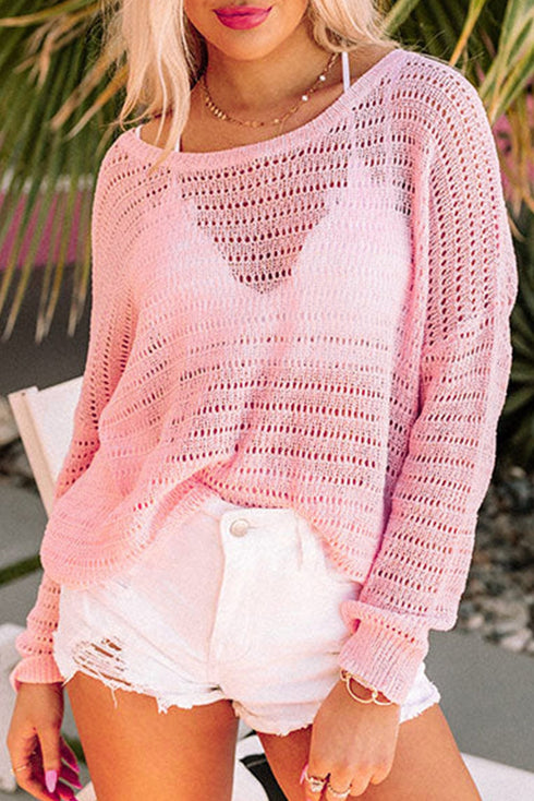 V-Neck Long Sleeve Hooded Sweater with Adjustable Drawstring