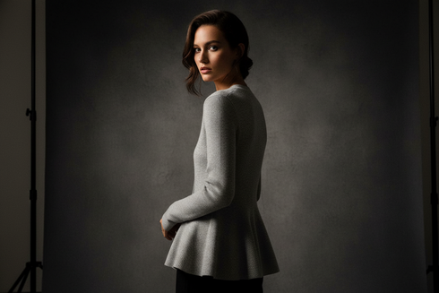 V-Neck Ribbed Peplum Button-Down Cardigan Sweater | MsDressly