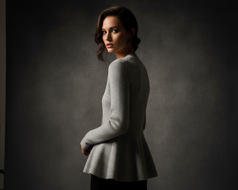 V-Neck Ribbed Peplum Button-Down Cardigan Sweater | MsDressly