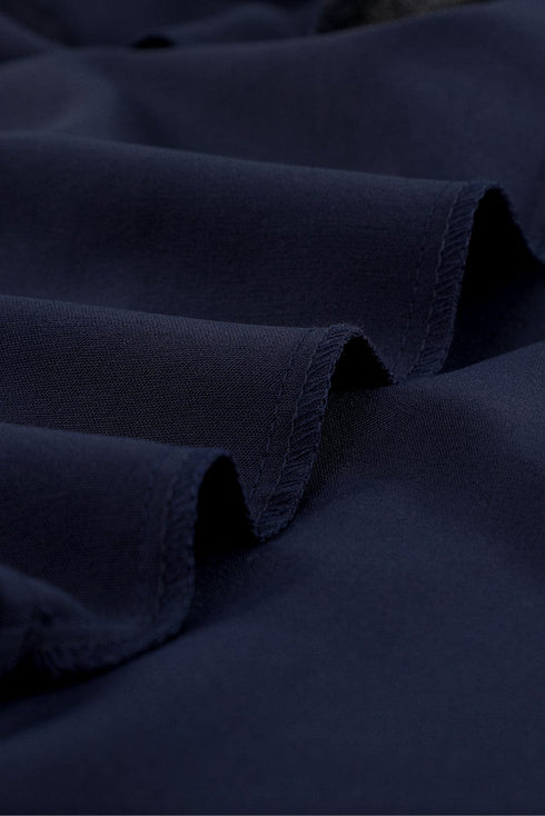 V-neck Long-sleeved Chiffon Solid Blouse - Drop Shoulder - Closed - Shirt