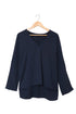 V-neck Long-sleeved Chiffon Solid Blouse - Drop Shoulder - Closed - Shirt