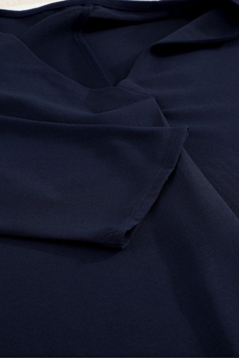 V-neck Long-sleeved Chiffon Solid Blouse - Drop Shoulder - Closed - Shirt