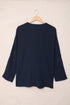 V-neck Long-sleeved Chiffon Solid Blouse - Drop Shoulder - Closed - Shirt