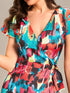V-Neck Printed Cocktail Dress with Side Split