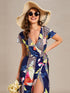 V-Neck Printed Cocktail Dress with Side Split