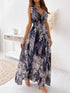 V Neck Printed Strap Maxi Dress