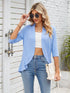 V-neck solid color cardigan coat ruffled top