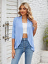 V-neck solid color cardigan coat ruffled top