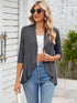 V-neck solid color cardigan coat ruffled top