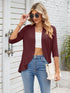 V-neck solid color cardigan coat ruffled top