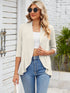 V-neck solid color cardigan coat ruffled top