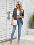 V-neck solid color cardigan coat ruffled top