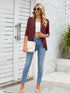 V-neck solid color cardigan coat ruffled top