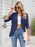 V-neck solid color cardigan coat ruffled top