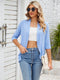 V-neck solid color cardigan coat ruffled top