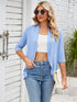 V-neck solid color cardigan coat ruffled top