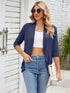 V-neck solid color cardigan coat ruffled top