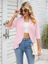 V-neck solid color cardigan coat ruffled top