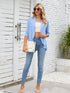 V-neck solid color cardigan coat ruffled top