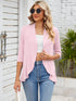 V-neck solid color cardigan coat ruffled top
