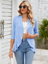 V-neck solid color cardigan coat ruffled top