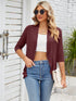 V-neck solid color cardigan coat ruffled top