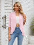 V-neck solid color cardigan coat ruffled top