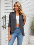 V-neck solid color cardigan coat ruffled top
