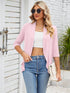 V-neck solid color cardigan coat ruffled top