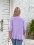 V-neck solid color cardigan coat ruffled top