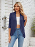 V-neck solid color cardigan coat ruffled top