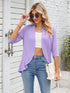 V-neck solid color cardigan coat ruffled top