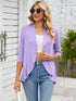 V-neck solid color cardigan coat ruffled top