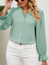 V Neck Solid Color Cut Flower Chiffon Blouse
