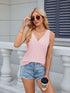 V-neck solid color sleeveless casual camisole T-shirt for women