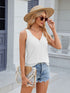 V-neck solid color sleeveless casual camisole T-shirt for women