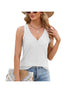 V-neck solid color sleeveless casual camisole T-shirt for women